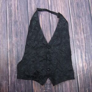 Lord West Vest Mens M Black Paisley Tuxedo Waistcoat Formal Dress Wedding